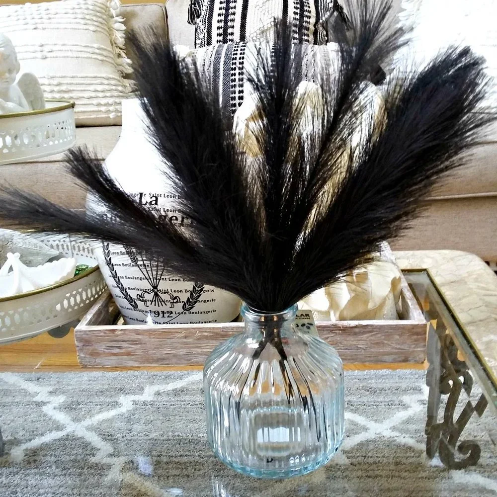 NEW! BLACK Pampas FLORAL DECOR Arrangement MINIMALIST